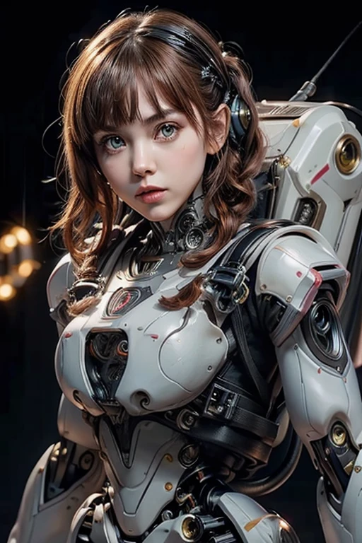 Emma Watson, cyborg, androidperson, mark brooks, david mann, robot brain, made of steel, hyperrealism, post-apocalyptic, reelmech, mechanical parts, joints, mecha,  j_sci-fi