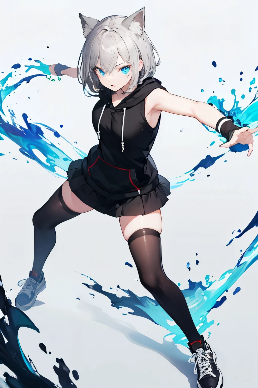 (masterpiece), (best quality), (ultra detailed),(disheveled hair),(illustration), (1girl), (Fashionable clothing), standing, Fashion model, looking at viewer, (interview), (simple background),beautiful detailed eyes, delicate beautiful face, Floating,(high saturation),(colorful splashes),colorful bubble,(shining), focus on face, ponytail, kamisato ayaka, light blue hair, bangs, hair ring, floating flowers, floating hairs, (shining), best lighting, best shadow,masterpiece, top quality, best quality, swimsuit party, in the water,fish,watermelon,cute style, perfect structure, summer theme