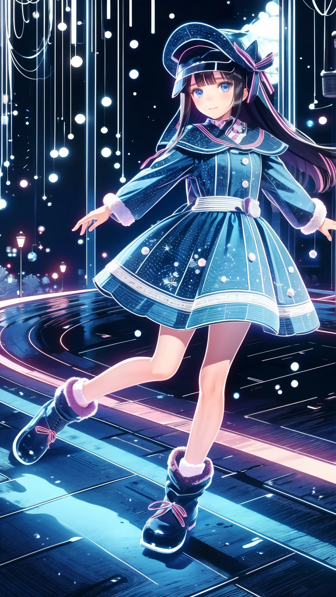 ,snowのfootprints、snowが降っている、footprints、snow、snowのfootprints/snow地/footprints/snow跡, girl,Very beautiful girl ,
