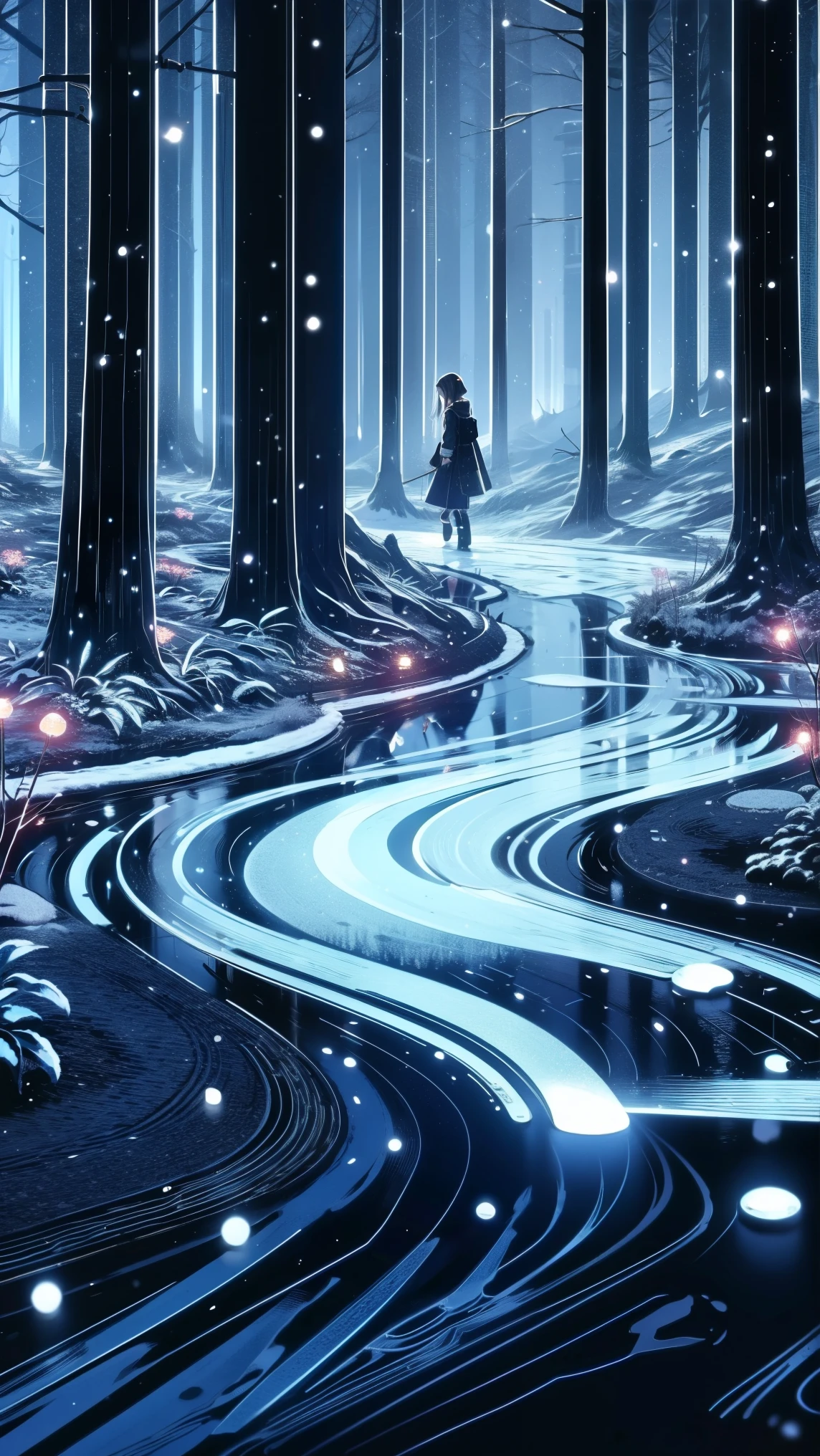 ,snowのfootprints、snowが降っている、footprints、snow、snowのfootprints/snow地/footprints/snow跡, girl,Very beautiful girl ,