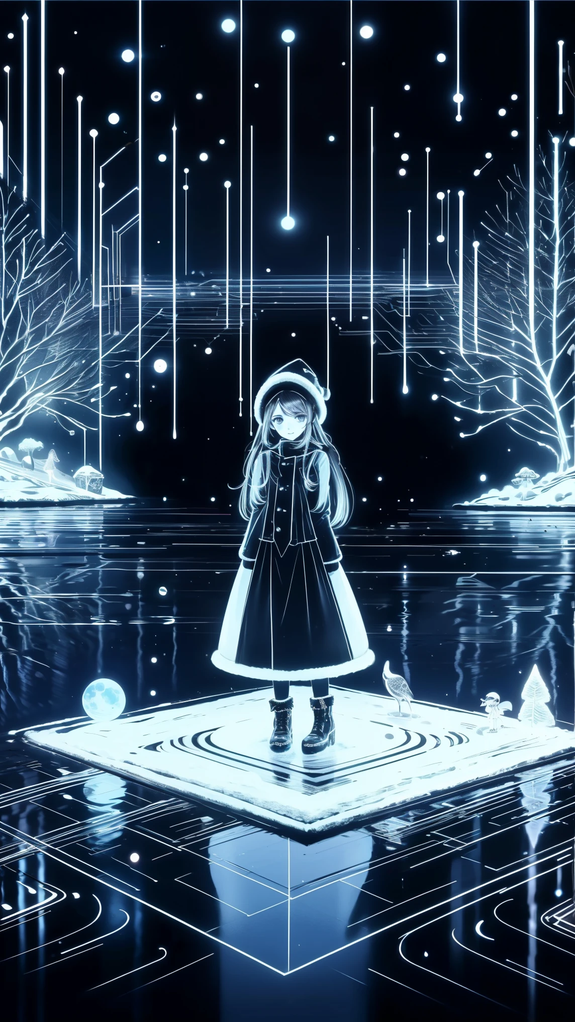 ,snowのfootprints、snowが降っている、footprints、snow、snowのfootprints/snow地/footprints/snow跡, girl,Very beautiful girl ,