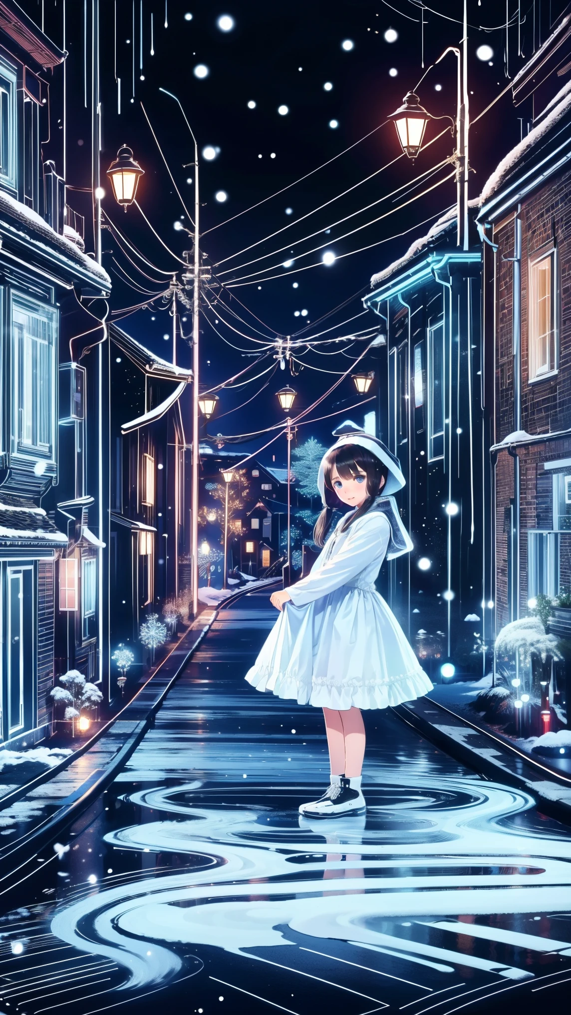 ,snowのfootprints、snowが降っている、footprints、snow、snowのfootprints/snow地/footprints/snow跡, girl,Very beautiful girl ,