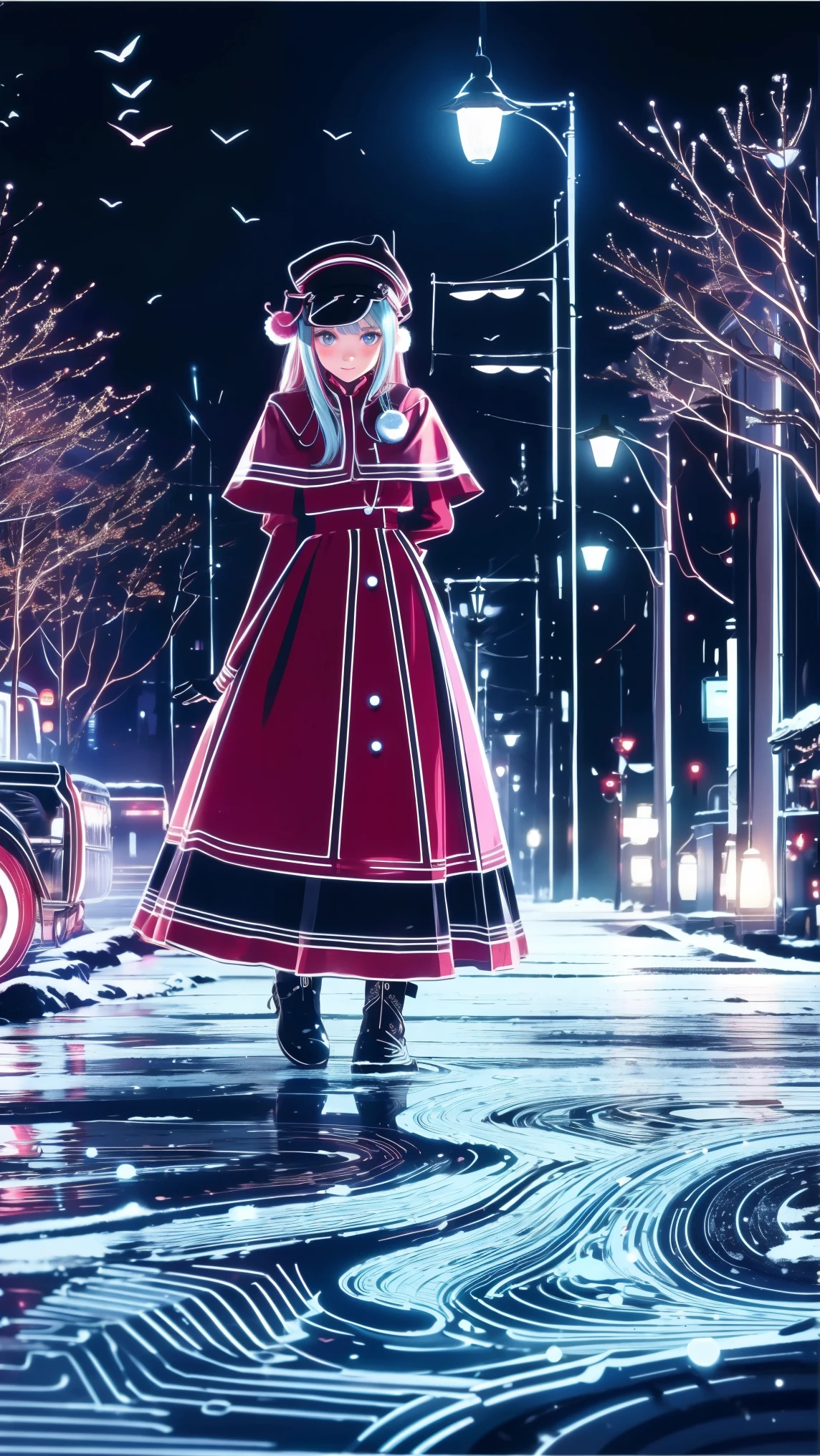 ,snowのfootprints、snowが降っている、footprints、snow、snowのfootprints/snow地/footprints/snow跡, girl,Very beautiful girl ,