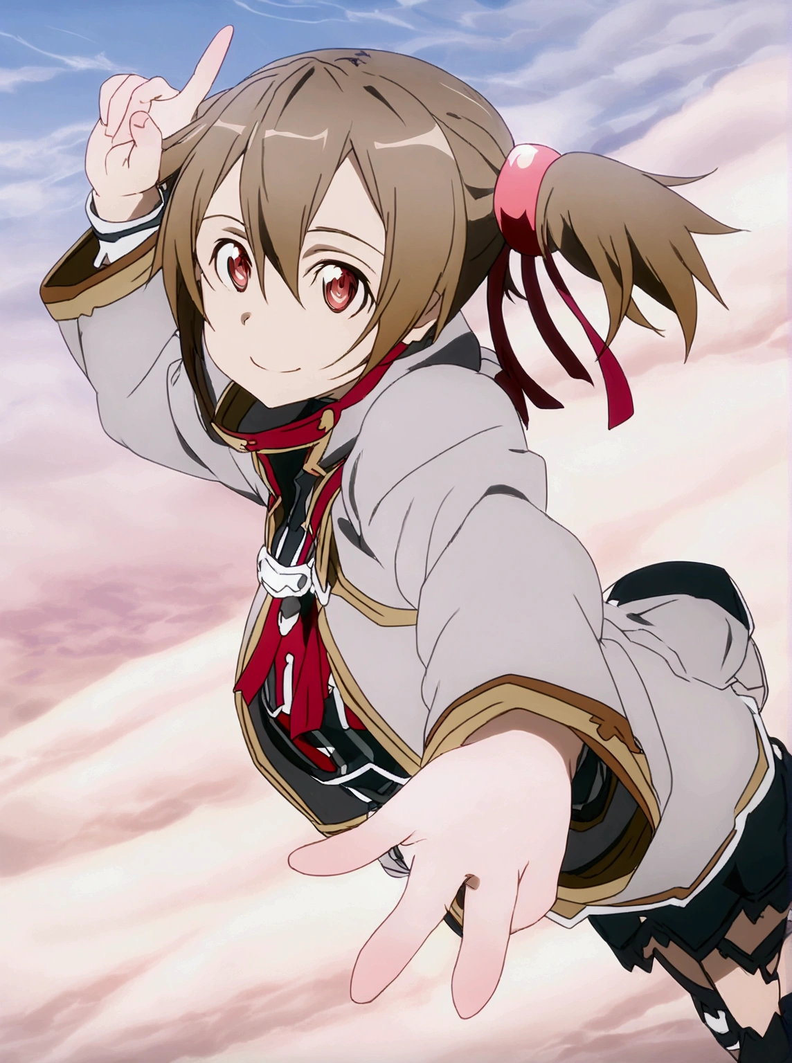 Silica de sword art online, smile, pointing fingers at ,  body identical to the reference. Silica, sword art online 