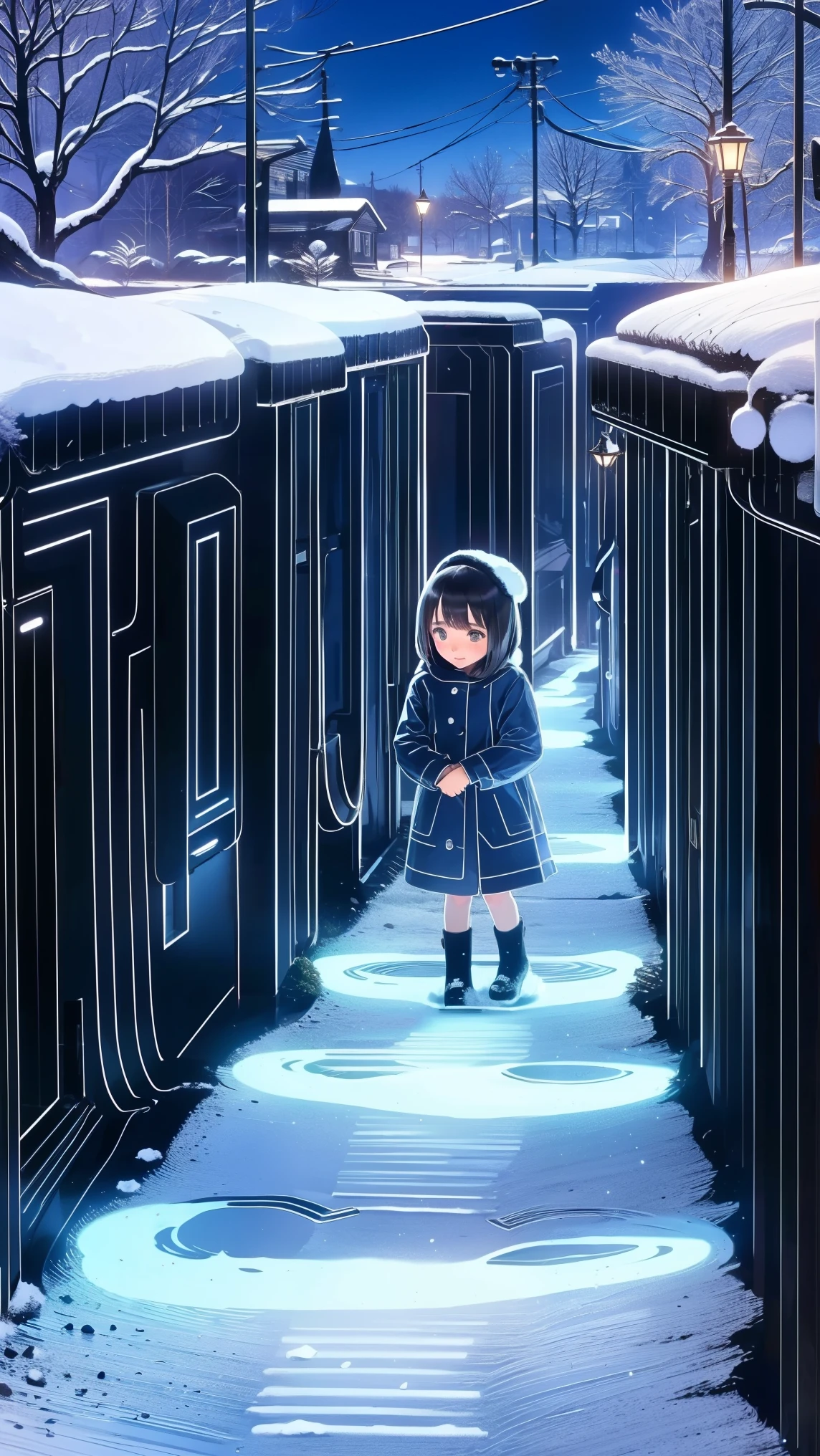 ,snowのfootprints、snowが降っている、footprints、snow、snowのfootprints/snow地/footprints/snow跡, girl,Very beautiful girl ,
