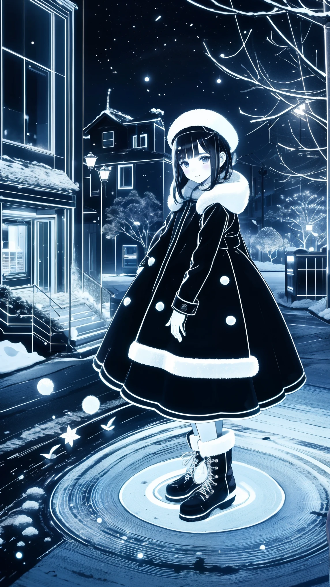 ,snowのfootprints、snowが降っている、footprints、snow、snowのfootprints/snow地/footprints/snow跡, girl,Very beautiful girl ,