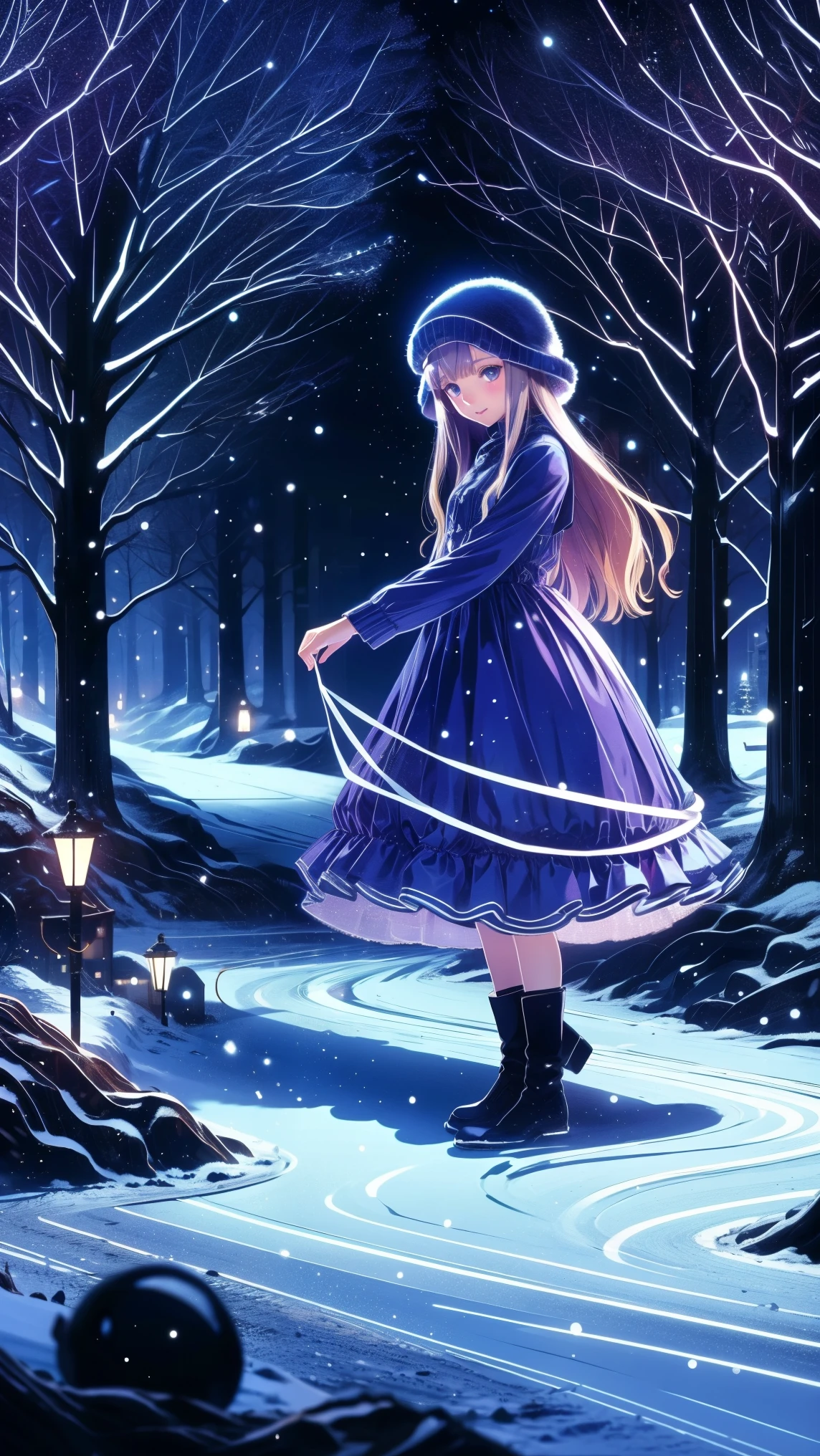 ,snowのfootprints、snowが降っている、footprints、snow、snowのfootprints/snow地/footprints/snow跡, girl,Very beautiful girl ,