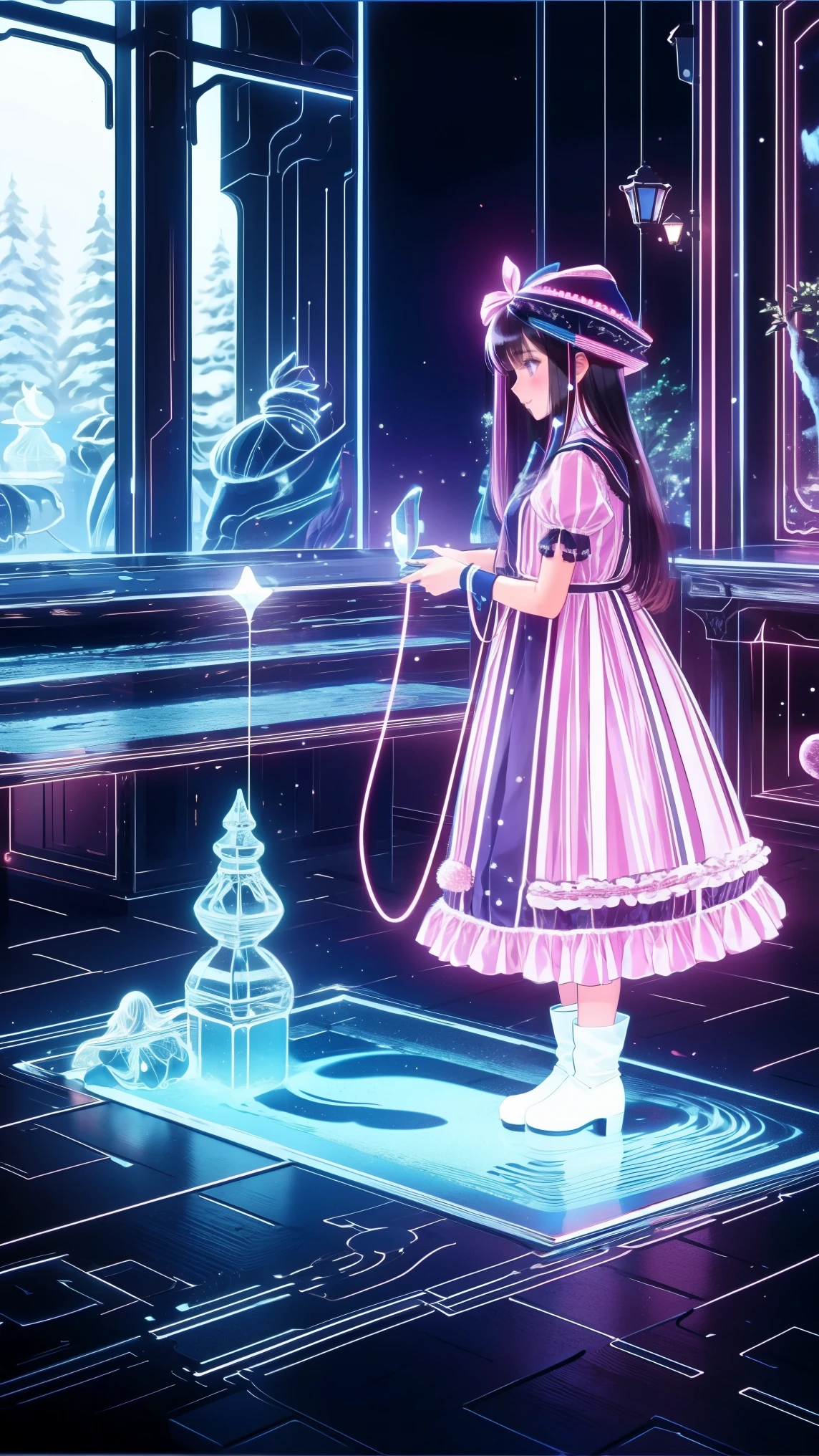 ,snowのfootprints、snowが降っている、footprints、snow、snowのfootprints/snow地/footprints/snow跡, girl,Very beautiful girl ,