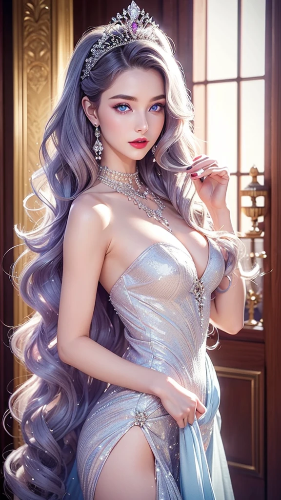 Masterpiece, Superb Girl, Night Moon Full Moon, 1 Female, Mature Woman, Sister, Royal Sister, Cold Face, Expressionless, Silver-White Long-Haired Woman, Light Pink Lips, Calm, Intellectual, Three-banded Gray Eyes, Assassin Short Knife, Flower Ball Background, Hand Details, Finger Details, Facial Details, Eye Details,