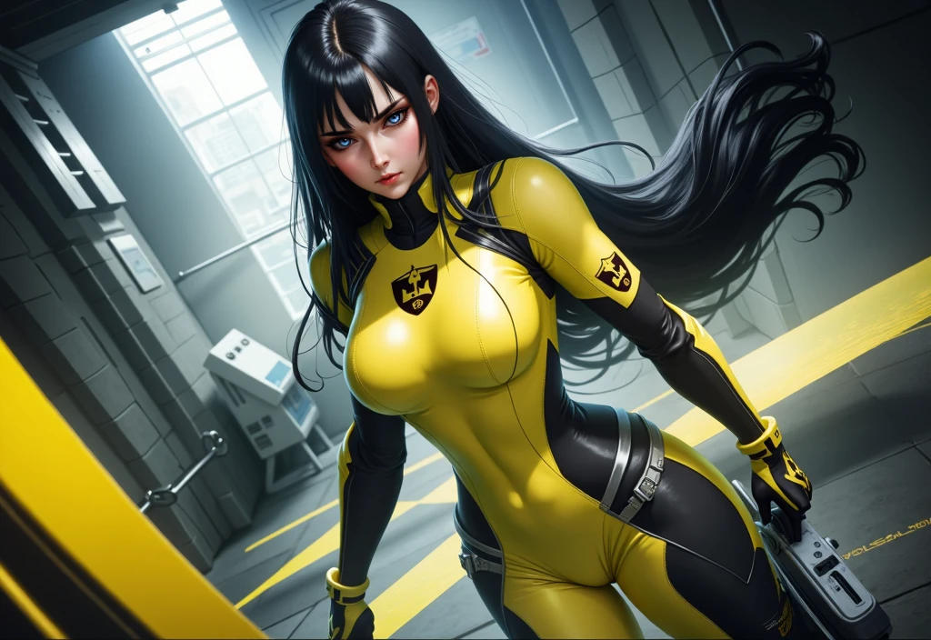 <lora:ANIME_KimPossible_shego_v1:1>, 1girl, black hair, green eyes, skin tight black+green latex bodysuit, full body, voluptuous hair, thick hair, 64K, f1.2, 800mm, UHD, dynamic lighting