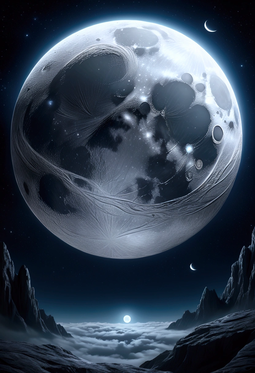 A detailed fantasy drawing of a full moon with many eyes, intricate celestial patterns, and a mystical, dream-like atmosphere, (best quality,4k,8k,highres,masterpiece:1.2),ultra-detailed,(realistic,photorealistic,photo-realistic:1.37),detailed fantasy moon,celestial moon with eyes,surreal moon eyes,ethereal moon, detailed celestial patterns, dreamlike moon, mystical moon, fantastical moon, dark fantasy moon, intricate moon details, exquisite moon drawing, moody moon, atmospheric moon, moon with celestial imagery, detailed moon textures, dramatic moon lighting, surreal moon scene