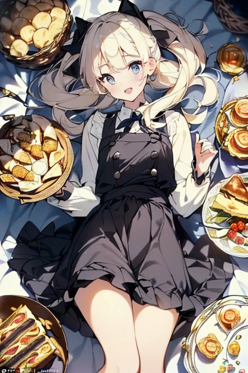 (perky chest:1.2), (pointed chest:1.2),(((Black Tunic:1.3))),(((cakes and bread in the basket),Cute and beautiful girl,Cute round face,Cute smile,with blush cheeks,Red Lip,a girl 22 years old, nsfw:1.2, beautiful body:1.3), shinny skin, BREAK, ((alice in the wonderland:1.3, cute, kawaii, lovely, funny, a girl falling down from sky:1.3, girl flying in sky:1.2, girl floating in air:1.3, rolling upskirt by wind:1.5, (with sparkling eyes and a contagious smile),open mouth, Looking at Viewer, surprised, putting hands on crotch over the skirts:1.35)), BREAK, ((floating things as follows:1.3, PlayingCards, Trump, tea cup, tea pot, tea spoons, pocket watch:1.3, lip sticks, candies:1.2, cookies, jam bottles, classical door_keys)), ((long purply_Blue dress :1.5, wearing long flaired skirt:1.3, the skirt is blowing:1.3, cute White Apron, black stockingedium long platinum-blonde hair:1.2, twin tail hair:1.6, tied hair with a large ribbon), (Blue eyes, bright pupils with highlights, detailed eyes), (lying down on your back:0.7, spreading legs with rising up straight:0.7), sexy posture, fantastic colorful art, (fantasy art:1.2, wondered images), ((correct anatomy:1.5, perfect anatomy:1.3, correct hand, small foot:1.2)),
