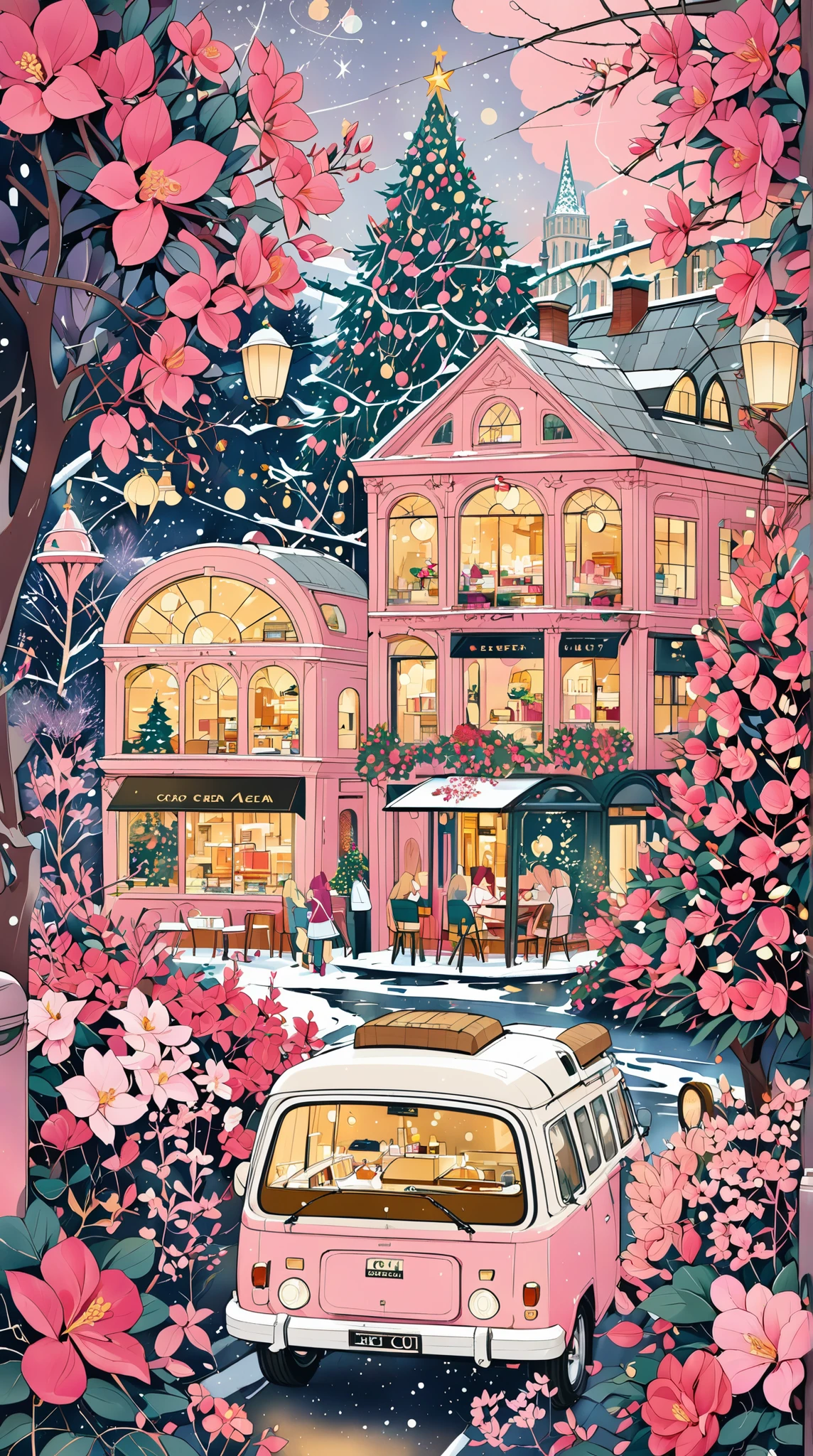 Nature, Game Changing, holiday illustration, girl, Graphic, illustration with orchid pink as the main color, camper van, Society, Universe, Someone like the goddess Juno, city, orchid pink illustration, champagne, Christmas tree, caramel, cafe ou lait, a gift for you, Bridge, herv tea, riverside, Oxford, pink illustration, mediumvioletred illustration, bougainvillaea, rose tendre, Merry christmas, Ornament