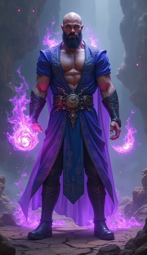 A strong male warrior with a large crystal on his chest、Hypnosis、Controlled、Purple Eyes、Vague thoughts、Obedience、slave、salute、