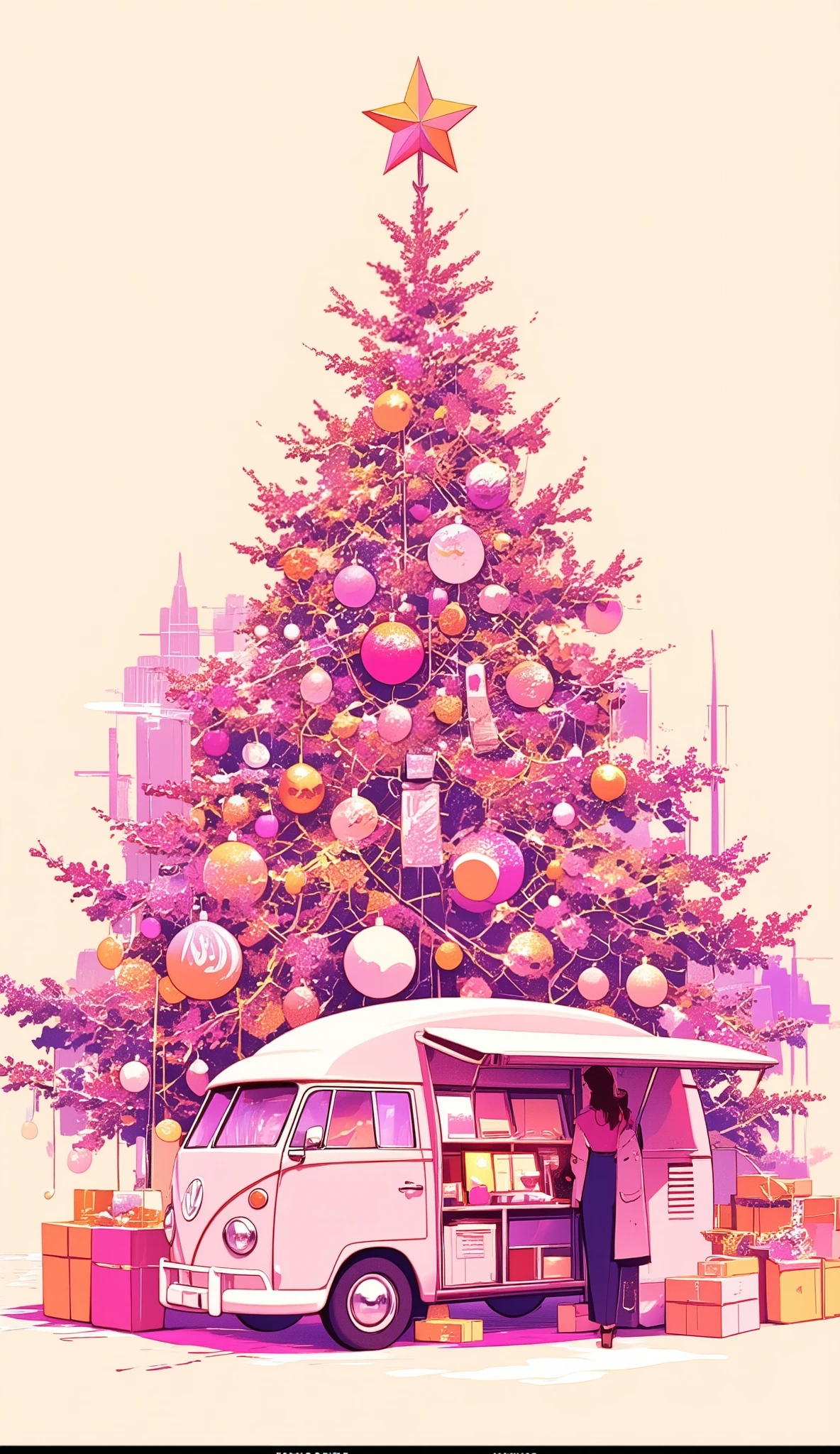 Nature, Game Changing, holiday illustration, girl, Graphic, illustration with orchid pink as the main color, camper van, Society, Universe, Someone like the goddess Juno, city, orchid pink illustration, champagne, Christmas tree, caramel, cafe ou lait, a gift for you, Bridge, herv tea, riverside, Oxford, pink illustration, mediumvioletred illustration, bougainvillaea, rose tendre, Merry christmas, Ornament