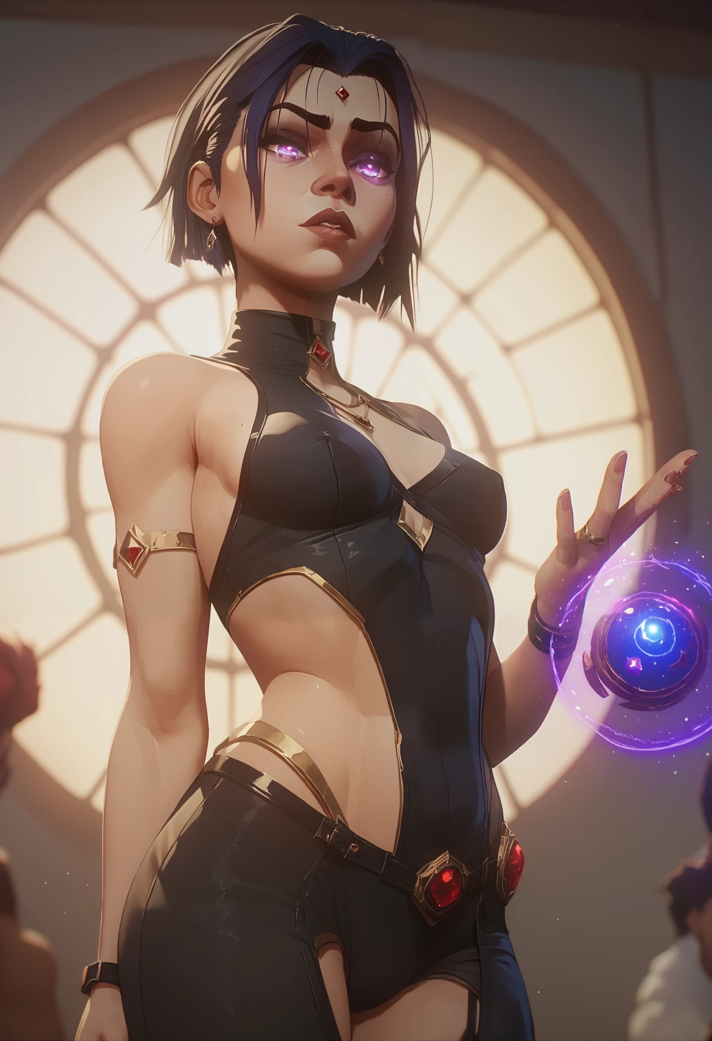 Sexweed、Beautie、short-hair、The areol、The nipple is visible、Mystical Magic Circle、battle field、Cool standing figure