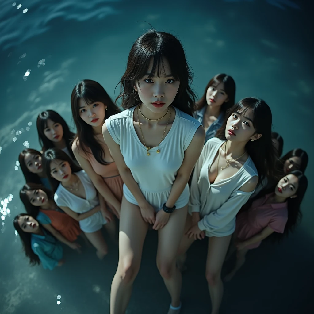 Masterpiece, highest quality, high resolution, solo, small breasts, leaving home, short blouse, no bra, Latina, adolescent, transparent panties, jumping window, from below, Both thighs are exaggerated, lascivious, bed, shaggy underwear, heavy breathing, sexual expression, open legs