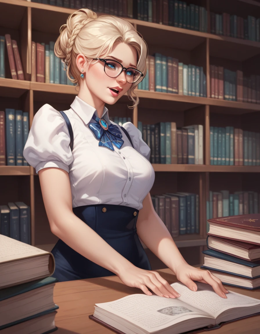 **In a Silent Library :** " In a silent library ,  a 
woman with glasses and a tight dress hides her moans between the shelves .  Se 
Play while reading erotic excerpts from old books ,  
controlled echoing through the rows of books while the risk of being 
Discovery adds an extra touch of emotion