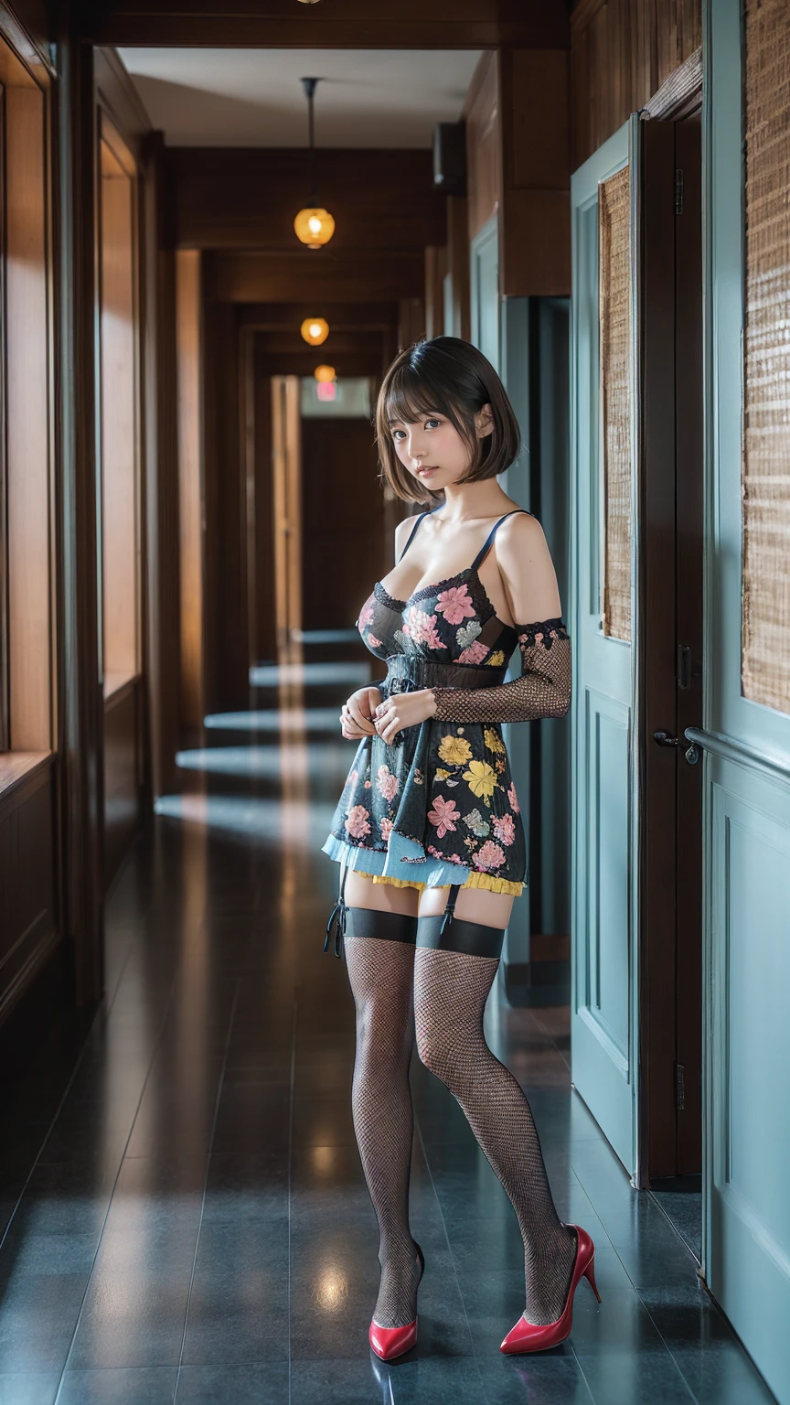 (aika-sawaguchi:0.1k4:0.8), masterpiece, Best Quality, 8K, Raw photo, (wearing maid uniform:1.5), top-notch quality, masterpiece, (kneeling in front of viewer:1.5), (arms behind back:1.5), solo, (1 pretty Japanese girl), (wearing black stockings:1.2), exceptionally detailed RAW color photo, professional-grade photograph, (Realistic, Photorealistic:1.37), (highly detailed skin:1.2), Ultra-high resolution, (lens 50mm), (masterpiece, top-quality:1.3), (hyper realistic:1.35), (Photorealistic:1.45), (Realistic:1.4), (looking at viewer:1.4), (facing viewer:1.5), (1 beautiful girl), 21 years old, Japanese idol, supermodel, pale skin, (slim:1.3), (slim body:1.25), (slender body:1.25), (narrow waist:1.25), pretty face, (large breasts:1.15), (deep cleavage:1.2), gravure idol
