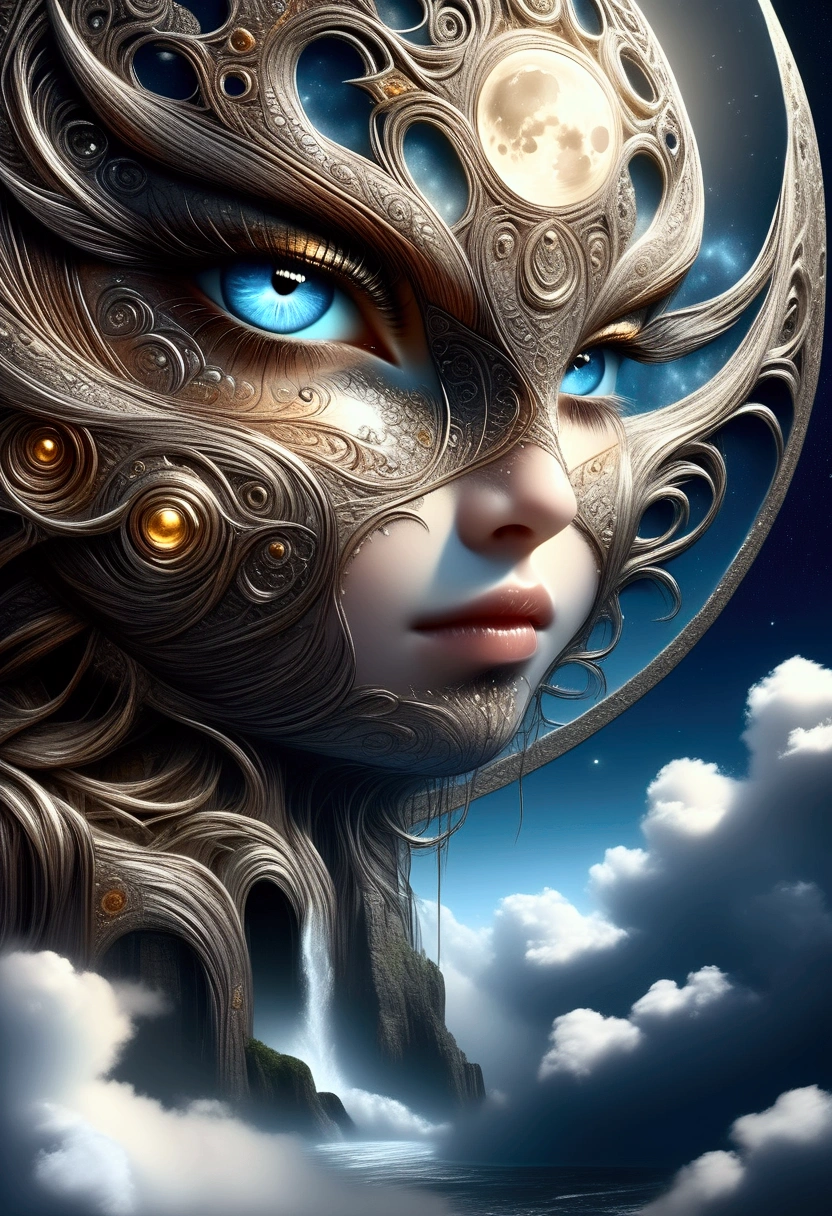 A detailed fantasy drawing of a full moon with many eyes, intricate celestial patterns, and a mystical, dream-like atmosphere, (best quality,4k,8k,highres,masterpiece:1.2),ultra-detailed,(realistic,photorealistic,photo-realistic:1.37),detailed fantasy moon,celestial moon with eyes,surreal moon eyes,ethereal moon, detailed celestial patterns, dreamlike moon, mystical moon, fantastical moon, dark fantasy moon, intricate moon details, exquisite moon drawing, moody moon, atmospheric moon, moon with celestial imagery, detailed moon textures, dramatic moon lighting, surreal moon scene