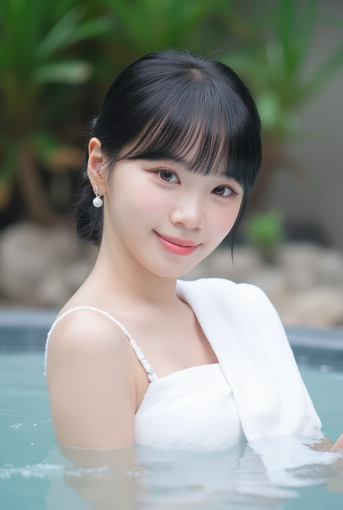  slender body , Black hair with bangs，completely naked，naked， chest，small breasts，belly button，最  High Quality  、  High Quality  、 Max image   、8k、最  is high definition 、  is high definition 、最  High Quality  、 Masterpiece  、   Distance and Proximity Method Up to Realistic Fingertips  、  Detailed and realistic human body  、 Realistic skin with fine detail 、 realistic face with every detail 、   Detailed and realistic reference  、 Realistic lip drawn details  、  precise and realistic teeth  、Realistic ears、 Accurate and realistic hair  、  Detailed and realistic arms  、   Detailed and realistic reference  、Of playground equipment  、(  beautiful hands、thumb１reference４)、  realistic feet in every detail 、((beautiful viewing angles   ))、(  Japanese model), (   Viewing angles  )、(( Beautiful 18 year old girl ))、(  black hair)、(  random hairstyle )、(  sexy look )、((whole body))、(( beautiful chest with tension ))、(Slim Style、Slim fit)、( whole body glossy skin 、  white skin)、((   wrap your body in a thin white towel   .))、((Thin towel( Her Skin Can Be Seen Through a Wet Thin Towel))、(The shape of her nipples is clearly visible through a wet thin towel)、( the shape of her pussy is clearly visible through the wet thin towel)、(( wet thin towel sticks to her skin ))、(Soft natural light)、((Deep in the forest(  middle school daughter and natural hot springs  ))、((Hot spring surrounded by rocks))、((deep bathtub(Deep Hot Springs))、((Hot Spring Girl))、((Take a bath in a hot spring))、((    Women warm up in hot springs    ))、(( Middle School Daughter and Hot Springs ))、((腰まで Middle School Daughter and Hot Springs ))、((Extremely clear hot spring water))、(( upper body visible from the surface of the water ))、((A hot spring filled with thick steam))、((   A lot of steam is rising from the hot spring  .......))