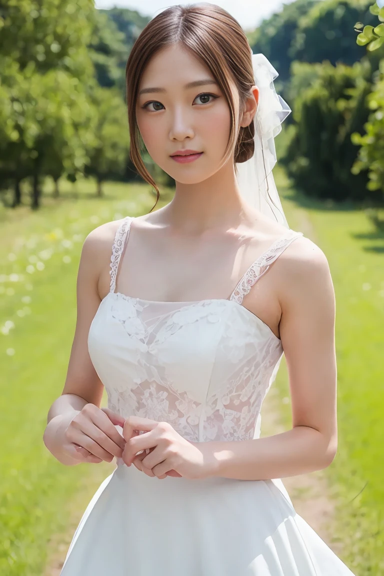 NSFW,((Best Quality, 8K, masutepiece:1.3))), Face Focus, (layers-Cut, Big breasts:1.2),Beautiful woman with perfect figure: 1.4, Slender Abs:1.2, Highly detailed face and skin texture, Detailed eyes, Double eyelids,  Tense ,nice leg, 17 only,Young Face、((bride)),((top-quality、8K、​masterpiece:1.3))、Crisp focus:1.2、Beautiful woman with perfect body shape:1.4、Slender Abs:1.2、((layers-Cut、Colossal tits:1.1))、beautiful foot、Light lace skirt、Highly detailed facial and skin texture、A detailed eye、二重まぶた、Intelligent face, Church yard, huge smile、Frolic、sexy facial expression、Beautiful breasts、sheer white lace prom dress、see -through、cool color、 EOS135ｍｍF2.8 , Reduce ambient light、Light cloudiness, Navel,　from the rear、full body Esbian、Dynamism、lower back、s ass、see -through、Back lighting、tiarra、White lace gloves、　Incredibly sheer white lace dress、