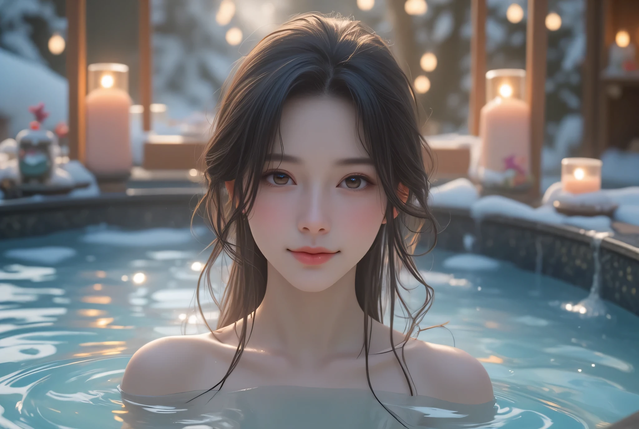 (perfect anatomy:1.2)(absurdres, highres, ultra detailed),masterpiece,best quality,high resolution,8k,Realistic face,Realistic skin texture,magnified textures, stunning clarity,detailed anime girl,(ultra detailed eyes and face),(14 years old:1.2),(babyface:1.2)、(very short hair)、tareme,light brown hair:1.2,glamor、short stature、、(onsen:1.5),Steampunk in the Edo Period、(Vivid hieroglyph signs and street advertisements:1.2)、(smile:1.4)、hieroglyph,souk、Shopping Street、,(tanned skin:1.3),big breasts,fit body,,round face,(She hides her body with a white bath towel)