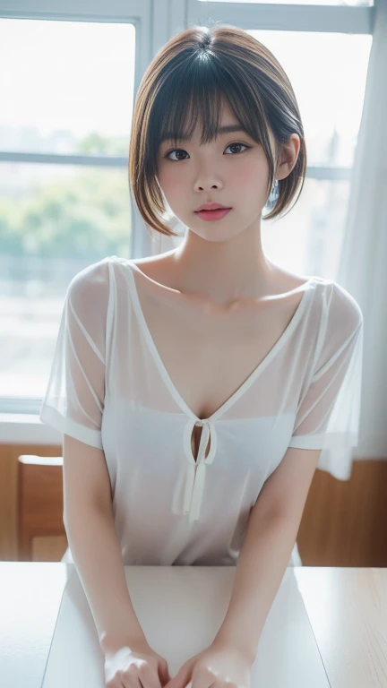 Best-quality, Masterpiece, Ultra-High-Resolution, (Photorealistic:1.4), Raw-Photo, 1girl, -yeld, thost famous Japanese idol, wearing knitted-long-dress and white-panties with cute-design, (Sitting with Knees Up on sofa at living, spread legs, show panties), hands on head, extremely beautiful big-black-eyes, extremely beautiful thighs, extremely beautiful legs, extremely cute face like the most famous Japanese idol, extremely beautiful hair, extremely beautiful skins, extremely beautiful crotch that wearing white-panties with cute design, detailed knitted-long-dress