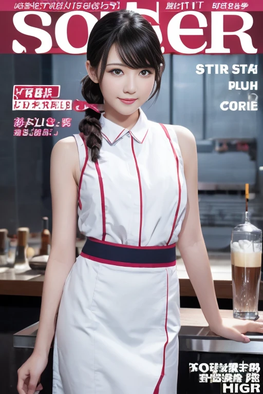 (small breasts:1.2), (perky chest:1.2), (pointed chest:1.2), (Pudding cake magazine cover:1.3),(from above:1.0),(shoot from the side:1.1),masterpiece, 1girl, Amazing Cleavage:1.1, thin waist, optimum,tmasterpiece,hight resolution,best qualtiy,hyper HD,super detailing,awardwinning,a 18yo cute girl,(The upper part of the body),anatomy correct,Beautiful Black miniskirt,garters,Gaze,Small face,bangss,holster,Beautuful Women,hands up,leg holster,Gaze,black boots,Cowboy Shot,cute face,a blond,Longhaire,Twin-tailed,Braids, Hairline,（scarlet eyes）,long eyelasher,Hanging eye corners,White skin of the, ((see through camisole:1.1)), ((Sheer nipples:1.0)),Rocket Tits,(Slim body),smile,seductive weak smiling,(with sparkling eyes and a contagious smile),little open mouth, Looking at Viewer,
