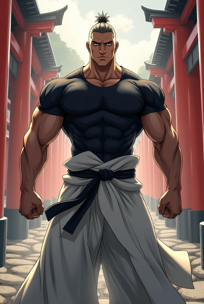 Muscular Physique、1male、40s、Bearded、Hakama、anime colored