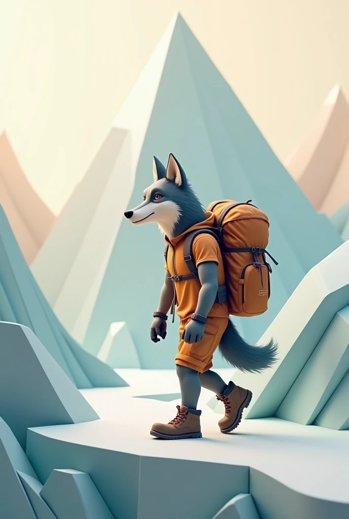 Wolf backpacker traveling in 3d icon
Not so lively 