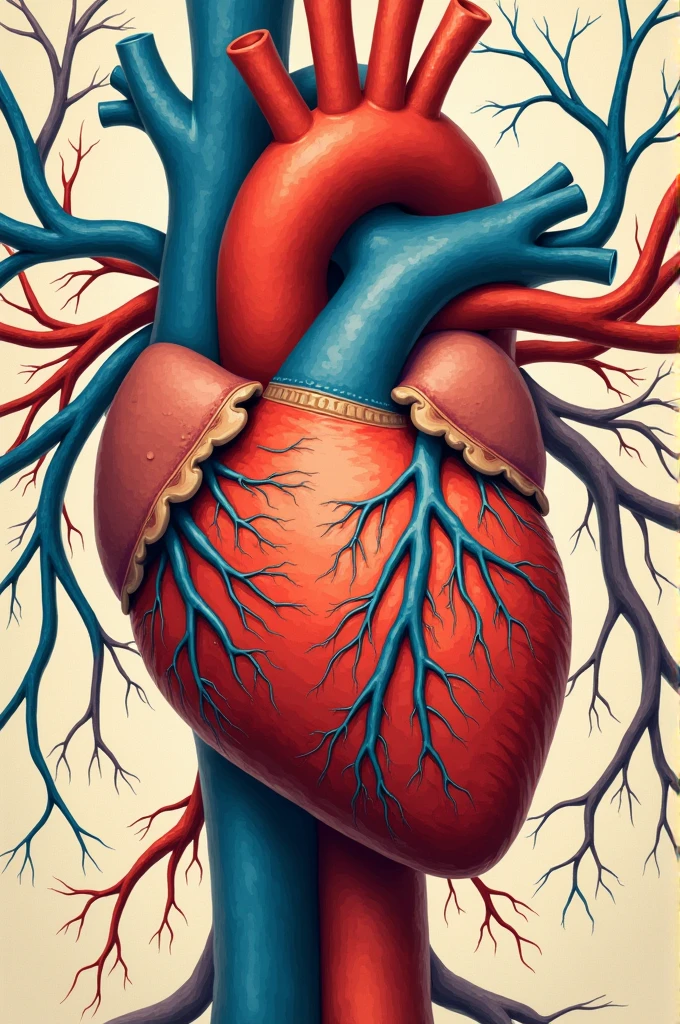 Pulmonary artery more detailed drawing in color