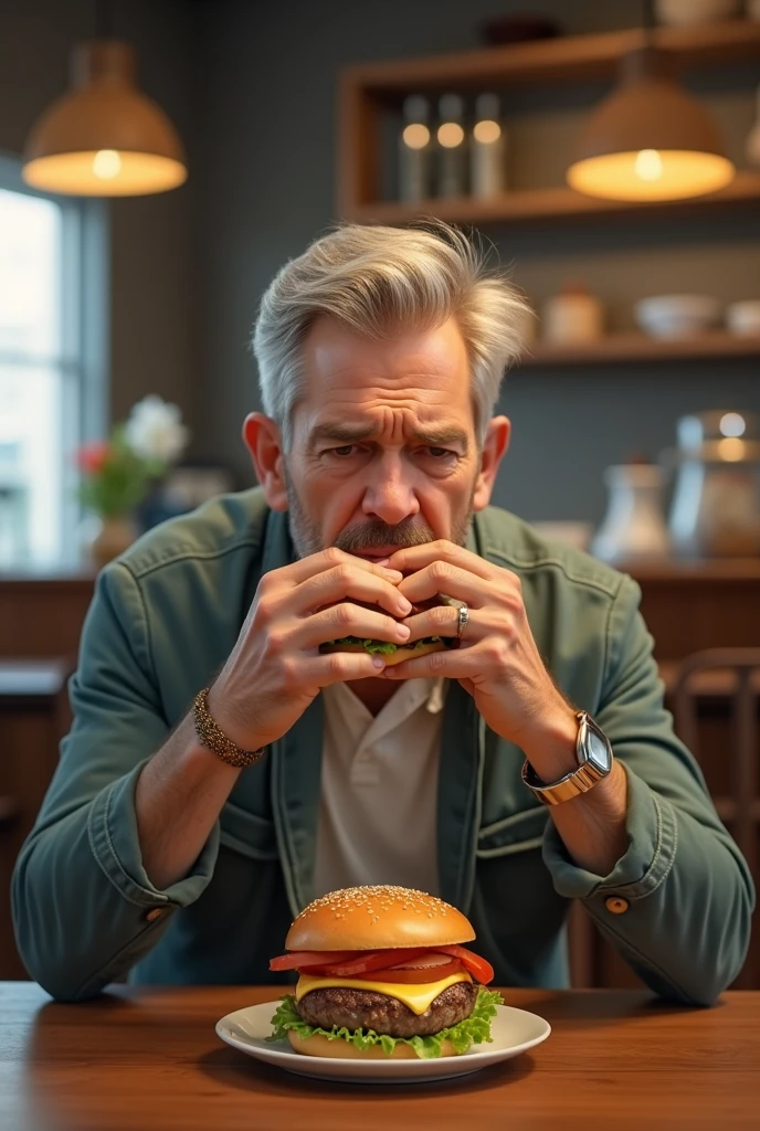 there is a man that is sitting at a table with a plate of food, peter dutton as a potato, a character based on a haggis, onion man portrait, portrait of karl pilkington, onion man, karl pilkington, cooking show, super realistic food picture, human onion hybrid, food commercial 4 k, gary oldman as a pear --auto --s2