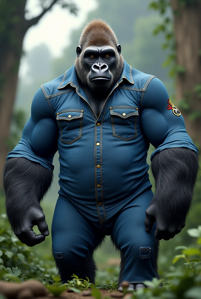 Close-up of a muscular and athletic male gorilla, posing sensually, in a truck parking lot, at daytime, wearing jeans, wearing a cap, wet with semen, sweaty body, well detailed, ultra detailed, NSFW, black fur, Whole body, big body, detailed face, detailed features, detailed muscles, good anatomy.