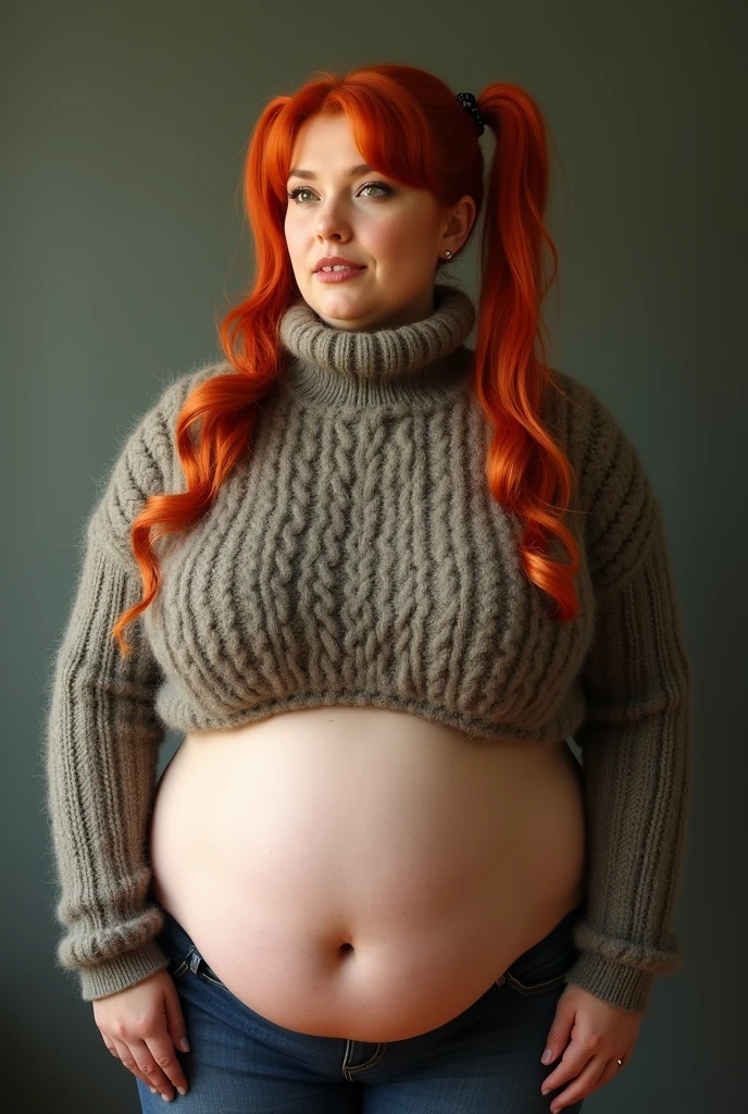 (((morbidly obese woman))), ((fat body)), (((SSBBW))), nude breasts,big round belly, many American traditional tattoos, dark ginger hair, skimpy short-shorts, 4k, highly detailed realistic image