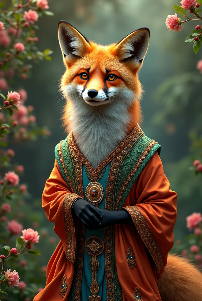 A fox wearing a Moroccan dress