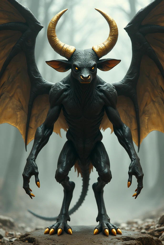 "A technological winged demon, ultra-detailed cinematic from Giovanni Strazza. Crisp depth of focus, enveloping shadows and misty mist, creating a sense of depth and drama." Accent lighting and lifelike 8K HDR colors bring the demon to life in photorealistic quality that is sure to impress. This work of art showcases Strazza's talent for creating highly detailed, ultra-realistic sculptures with a cinematic feel."