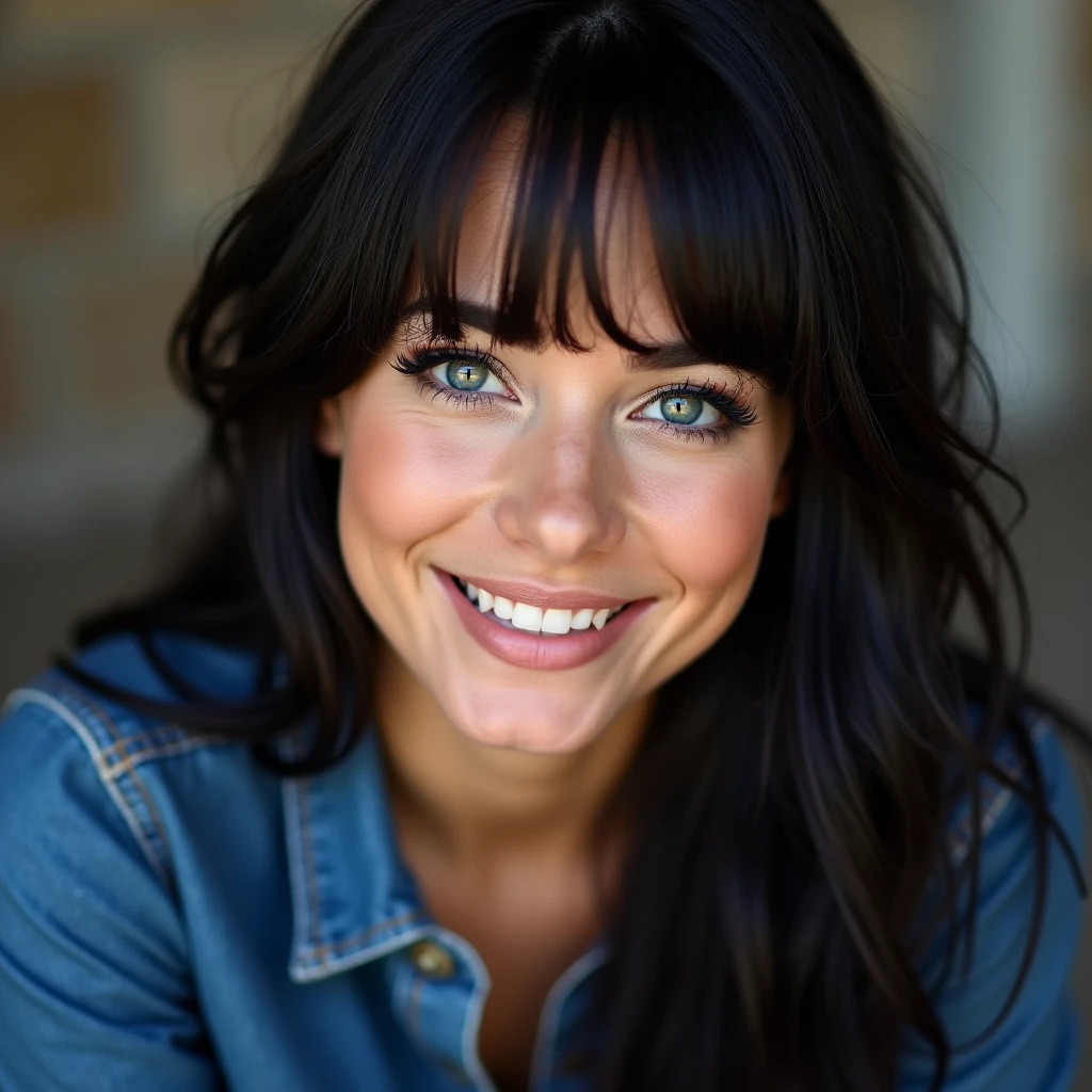 a selfie of a pretty young  woman, taken with iphone cameraHigh Resolution, Black Hair, Smile, 
