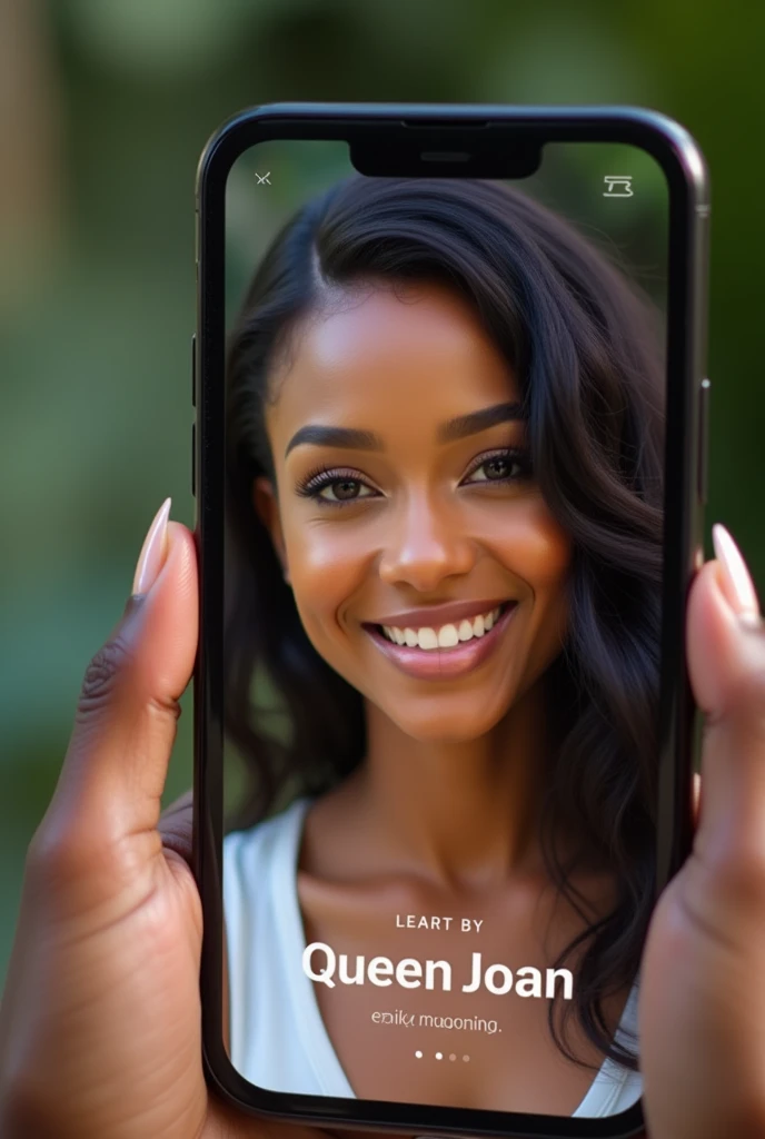 Caila, solo, realistic, black girl, ((2 girl)), ((mature)), african american young woman, young black woman, dark-skinned, upper body only, ((patio )), taking a selfie, smiling, wearing off shoulder red dress