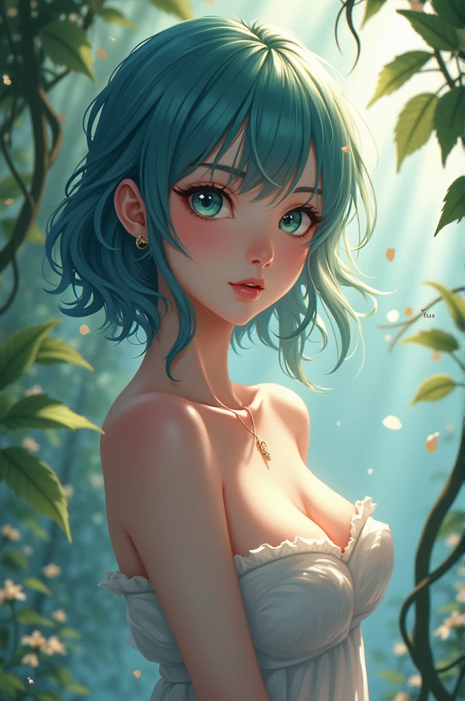 (Masterpiece: 1.2, Best Quality), Realistic, (Realistic Picture, Complex Details, Depth of Field), Best Quality, Masterpiece, Highly Detailed, Semi Realistic, 1 Girl, blue hair, short hair, yellow eyes, pale skin, 
