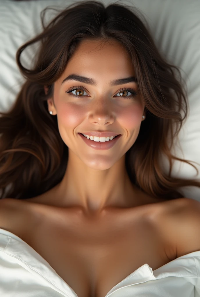 bustshot, strapless blue bra, 1 Girl with a beautiful face, European Beautiful Women, (of the highest quality, masutepiece, 超A high resolution, (Photoreal: 1.4), Soft big, Luxurious interior, Beautiful lighting), Smile, Pose Seductive, Photorealistic, Portrait