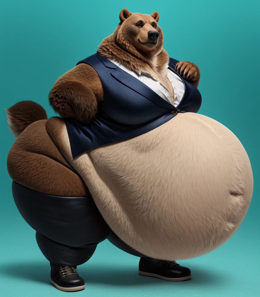 chubby polar bear male dad office suit white shirt slighly well built , blue eyes glasses, head crest white hair, levitating relaxing spread legs, five toes feet with white ankle sock, disney profile, full body smug , kemono ,