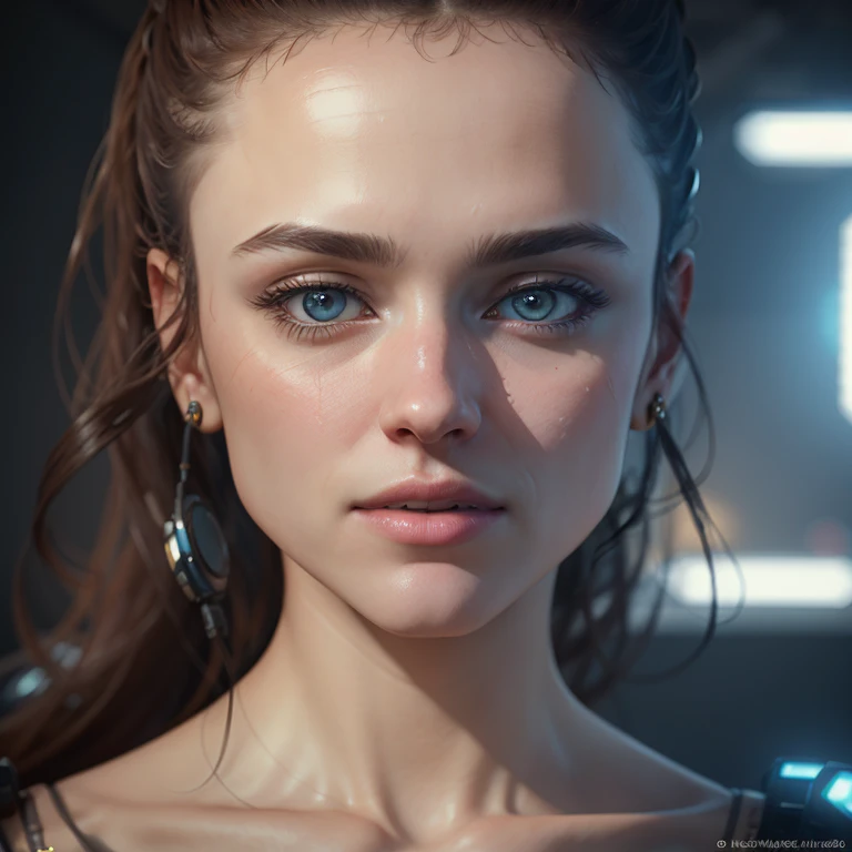 ultra detailed complex 3d rendering of a gorgeous porcelain profile android face, cyborg, robotic parts, 150 mm, beautiful soft studio light, rim light, vibrant details, luxurious cyberpunk, lace, hyper-realistic, anatomical, facial muscles, electrical cables, microchip, elegant, beautiful background, octane rendering, HR Giger style, 8k, best quality, masterpiece, illustration, extremely delicate and beautiful,  extremely detailed, CG, unit, wallpaper, (realistic, photorealistic: 1.37)