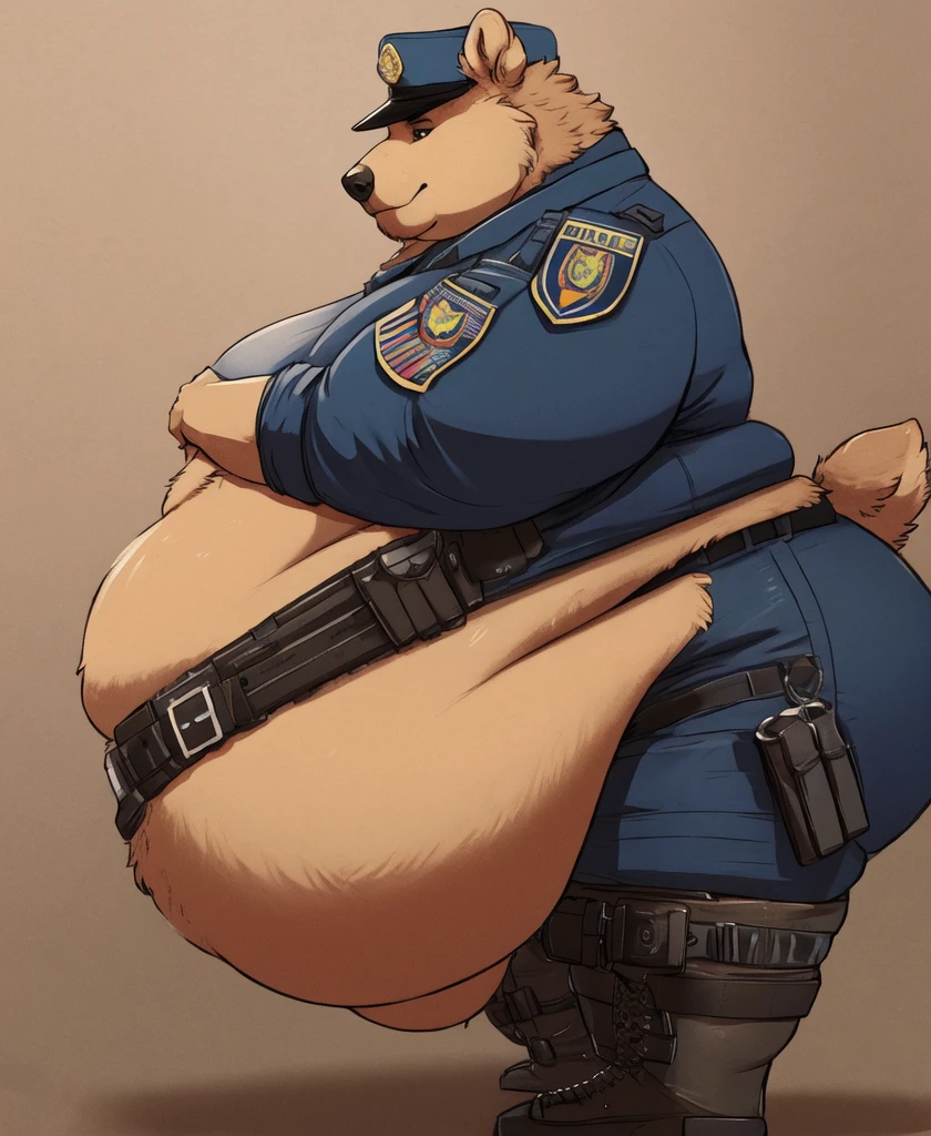 German shepherd, detailed skinny femboy body, perfect eyes, handsome, good looking, brown pupils, Casual military Set, serious face, furry paw hands, Locker room Background, pantless, shirtless, dogtag, swept hair covering right eye, extremely fluffy, (vore), oral vore, a visibly large detailed gulp moving down the neck towards the stomach, vore belly with a same size Person inside of the stomach struggling and being digested, predator, ((Furry vore)), realistic shading, (((groups of German shepherd soldiers are talking in the background)))