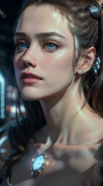 ultra detailed complex 3d rendering of a gorgeous porcelain profile android face, cyborg, robotic parts, 150 mm, beautiful soft studio light, rim light, vibrant details, luxurious cyberpunk, lace, hyper-realistic, anatomical, facial muscles, electrical cables, microchip, elegant, beautiful background, octane rendering, HR Giger style, 8k, best quality, masterpiece, illustration, extremely delicate and beautiful,  extremely detailed, CG, unit, wallpaper, (realistic, photorealistic: 1.37)