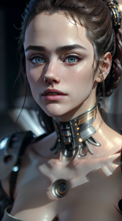 ultra detailed complex 3d rendering of a gorgeous porcelain profile android face, cyborg, robotic parts, 150 mm, beautiful soft studio light, rim light, vibrant details, luxurious cyberpunk, lace, hyper-realistic, anatomical, facial muscles, electrical cables, microchip, elegant, beautiful background, octane rendering, HR Giger style, 8k, best quality, masterpiece, illustration, extremely delicate and beautiful,  extremely detailed, CG, unit, wallpaper, (realistic, photorealistic: 1.37)