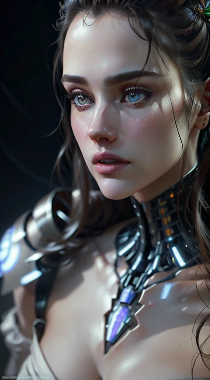 ultra detailed complex 3d rendering of a gorgeous porcelain profile android face, cyborg, robotic parts, 150 mm, beautiful soft studio light, rim light, vibrant details, luxurious cyberpunk, lace, hyper-realistic, anatomical, facial muscles, electrical cables, microchip, elegant, beautiful background, octane rendering, HR Giger style, 8k, best quality, masterpiece, illustration, extremely delicate and beautiful,  extremely detailed, CG, unit, wallpaper, (realistic, photorealistic: 1.37)