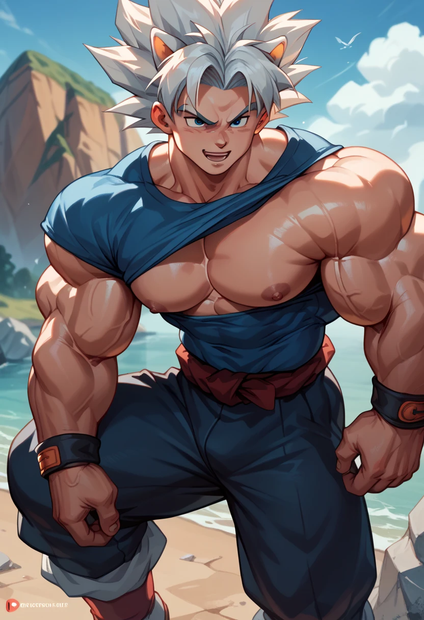  top quality,Anatomical, Big Muscles ,Goku and Kogenta mix,Demon Body,