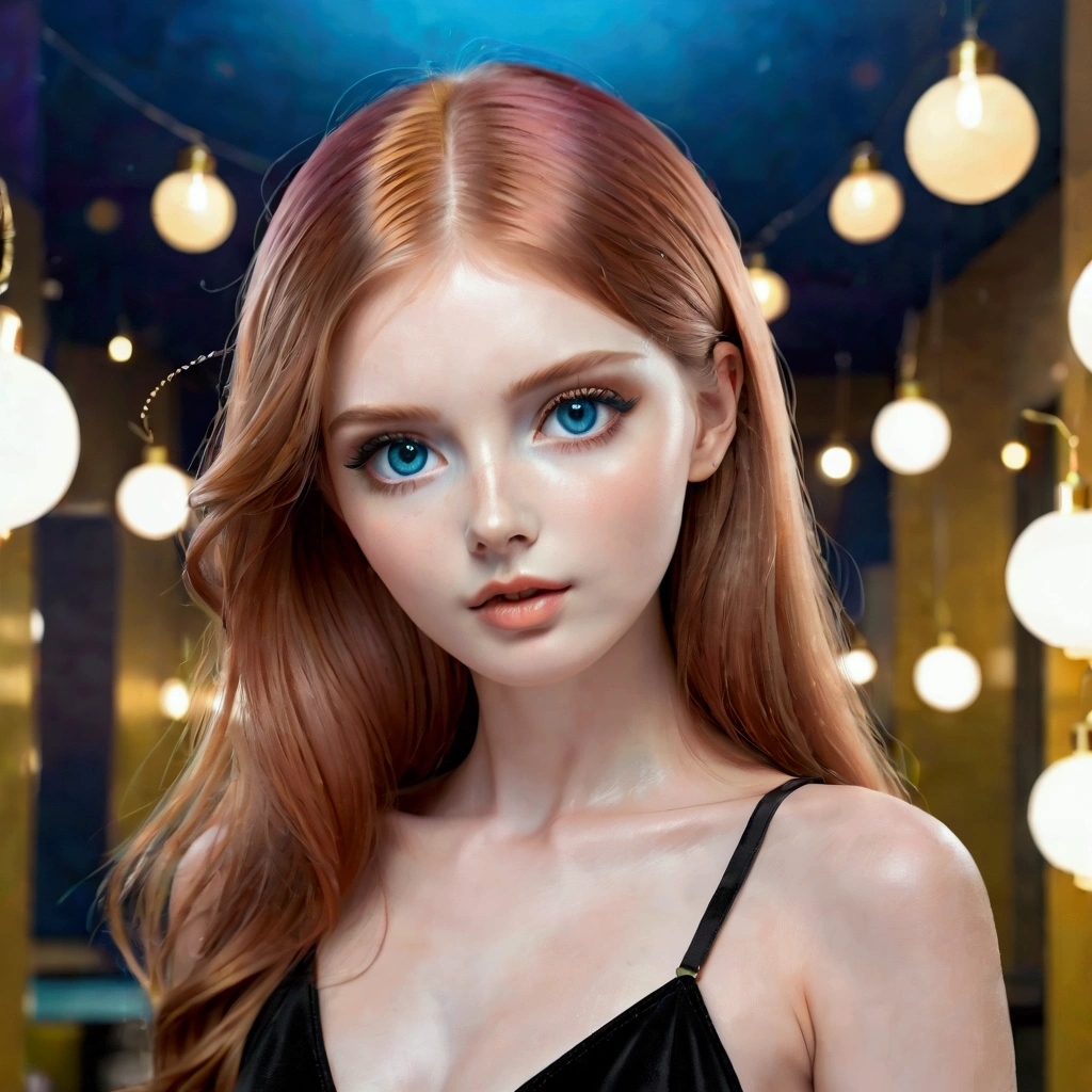 tmasterpiece, Cinematic, color depth, Doubleexposure, Bohemian chic, 1beautiful red-haired hairdresser girl, against the background of a beauty salon, in the perfect dress, properly proportioned, overdetalization, FHD, 128 K......., Happy, creative, In the hands of scissors