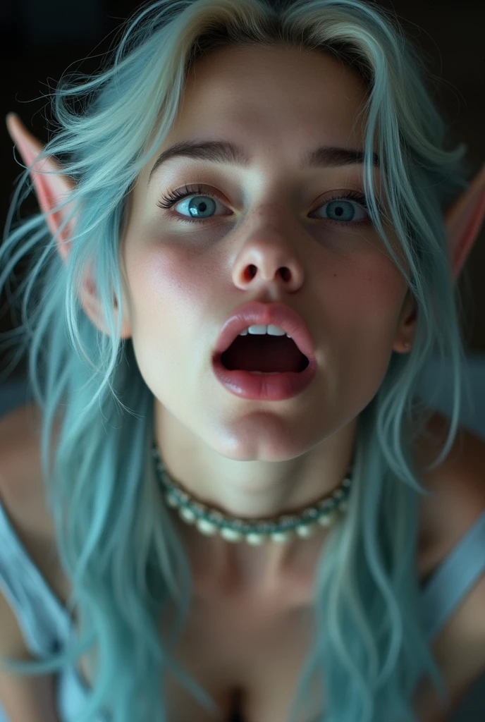 realistic elf woman, very detailed faces, all body, silver hair, , bust, , ((Big round red eyes)), The most beautiful face, big and regular breasts, NSFW, red blush, blushing, slim abdomen: 1.2, detailed eyes, sexy, undressed, naked, laying on floor, open mourh, legs open, excessive cum, cum on face, cumdrip, after sex, after vaginal, pregnant